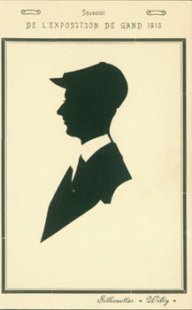 Item #63-3498 Souvenir De L'Exposition De Gand 1913. Carte Postale. Woodcut. Willy, Silhouette...