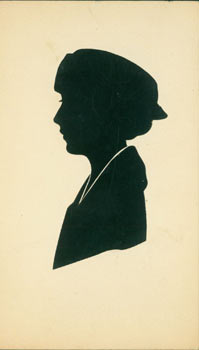 Item #63-3505 Post Card With Silhouette. Woodcut. American Silhouette Artist
