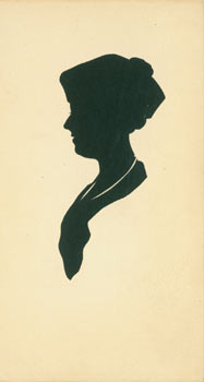 Item #63-3506 Post Card With Silhouette. Woodcut. American Silhouette Artist