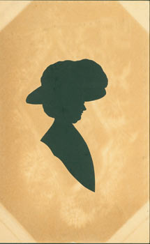 Item #63-3507 Post Card With Silhouette. Woodcut. American Silhouette Artist