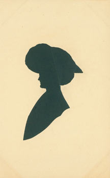 Item #63-3508 Post Card With Silhouette. Woodcut. American Silhouette Artist
