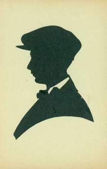 Item #63-3526 Briefkaart. Post Card With Silhouette. Woodcut. German Silhouette Artist