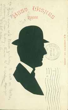 Item #63-3534 Souvenir Silhouette. Post Card Woodcut. Paddy, SW Haymarket, London
