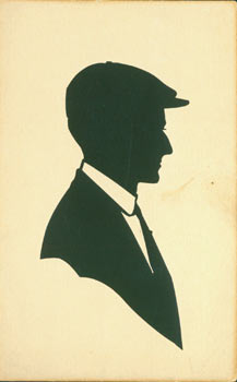 Item #63-3565 Souvenir Silhouette. Post Card Woodcut. Ed. H. L. Swanberg