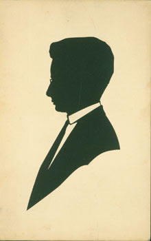 Item #63-3567 Souvenir Silhouette. Post Card Woodcut. Ed. H. L. Swanberg
