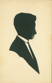 Item #63-3568 Souvenir Silhouette. Post Card Woodcut. Ed. H. L. Swanberg