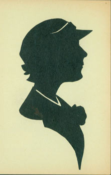 Item #63-3569 Briefkaart. Post Card With Silhouette. Woodcut. German Silhouette Artist