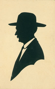 Item #63-3571 Souvenir Silhouette. Post Card Woodcut. Ed. H. L. Swanberg