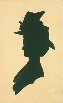 Item #63-3576 Souvenir Silhouette. Post Card Woodcut. Ed. H. L. Swanberg
