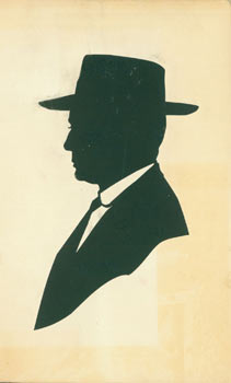 Item #63-3583 Souvenir Silhouette. Post Card Woodcut. Ed. H. L. Swanberg