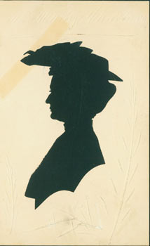 Item #63-3585 Souvenir Silhouette. Post Card Woodcut. Ed. H. L. Swanberg