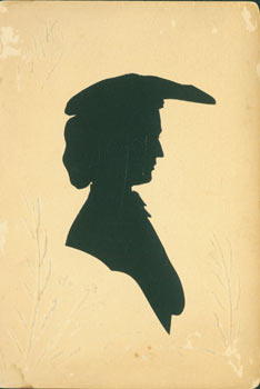 Item #63-3586 Souvenir Silhouette. Post Card Woodcut. Ed. H. L. Swanberg