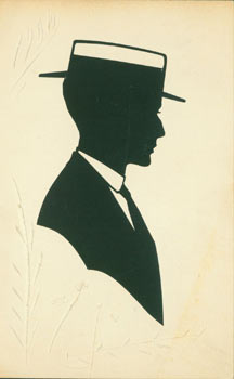 Item #63-3590 Souvenir Silhouette. Post Card Woodcut. Ed. H. L. Swanberg
