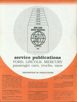 Item #63-3607 Service Publications: Ford, Lincoln, Mercury Passenger Cars, Trucks, Vans. Ford...