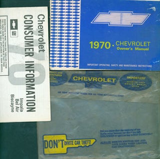 Item #63-3616 1970 Chevrolet Owner's Manual. With Official Chevy Plastic Enclosure and eight page...