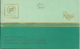 Item #63-3622 1983 Buick Regal/Estate Owner's Manual. General Motors Company, MI Detroit