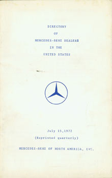 Item #63-3641 Directory of Mercedes-Benz Dealers in the United States. Daimler-Benz AG, Mercedes-Benz of North America, Germany Stuttgart.