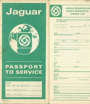 Item #63-3650 Jaguar Passport Service. Jaguar, England Coventry