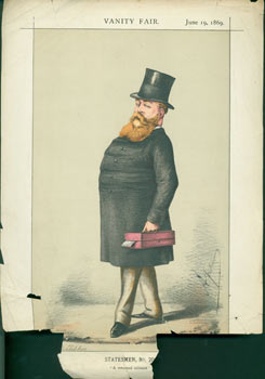 Item #63-3703 Statesmen, No. 20. Right Honorable H. C. E. Childers, M. P. June 19, 1869. Vanity Fair, Day Vincent Brooks, Lithographers Son, UK London.