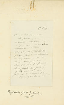 Item #63-3715 ALS by George J. Goschen: 17 March, [1880?], to Mr. Lowell. The Right Honorable...