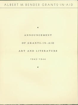 Item #63-3773 Announcement Of Grants-In-Aid: Art And Literature 1943 - 1944. San Francisco Art...