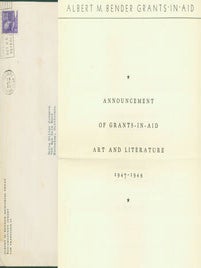 Item #63-3785 Announcement Of Grants-In-Aid: Art And Literature 1947 - 1948. San Francisco Art...
