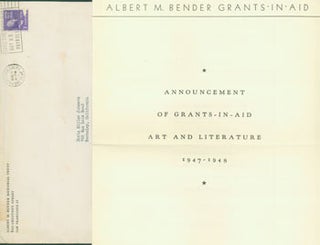 Item #63-3785 Announcement Of Grants-In-Aid: Art And Literature 1947 - 1948. San Francisco Art...