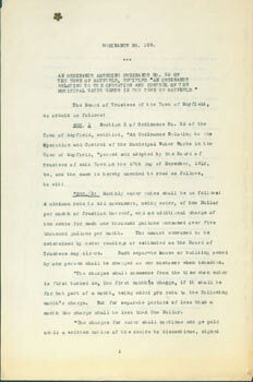 Item #63-3805 Ordinance No. 109 Town Mayfield, California, regarding Municipal Water Works....