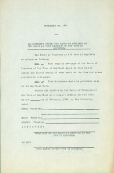 Item #63-3806 Ordinance No. 108 Town Mayfield, California, Fixing The Dates of Meetings of the...