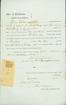 Item #63-3818 Deed Of Sale to Elias Willow from W H Pavey, for Lot #4, Block #2 on Main Street in...