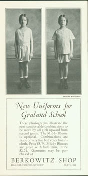 Item #63-3856 New Uniforms for Garland School. Berkowitz Shop, Mead-Pursell, phot., San Francisco