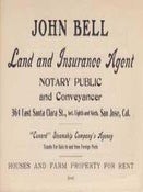 Item #63-3858 John Bell, Land and Insurance Agent, Notary Public and Conveyancer. John Bell, San...