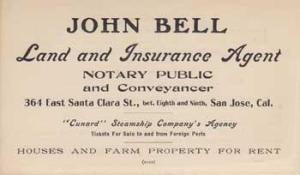Item #63-3858 John Bell, Land and Insurance Agent, Notary Public and Conveyancer. John Bell, San...
