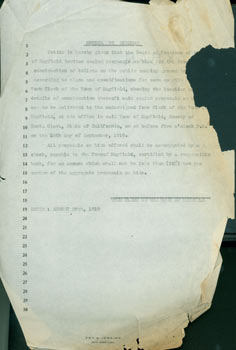 Item #63-3861 Notice To Bidders. August 29th, 1919. Attorney, Fry, San Jose Jenkis, CA,...