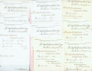 Item #63-3905 67 Receipts from the Anglo-Californian Bank to Bank Of La Porte, mostly the 1880s....