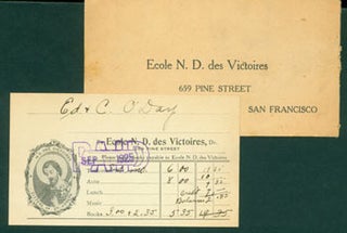 Item #63-3908 Receipt to Edward & C. O'Day, Sept. 1, 1925, from Ecole Notre Dame des Victoires....