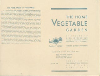 Item #63-3946 Home Vegetable Garden. Reprinted by The Ecology Center, Berkeley. H. M....