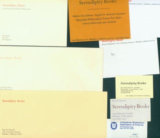 Item #63-3950 Business Cards, Envelopes and Labels with Serendipity Books logos. Peter Howard,...