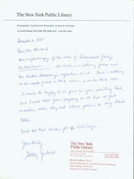 Item #63-3967 Hand-written letter with original autograph by Betty Gubert (NY Public Library),...