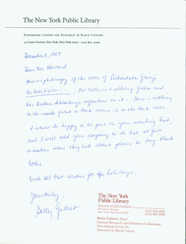 Item #63-3967 Hand-written letter with original autograph by Betty Gubert (NY Public Library),...