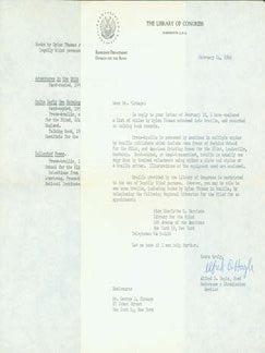Item #63-3976 TLS Alfred D. Hagle to George J. Firmage, February 14, 1962. Regarding Braille...