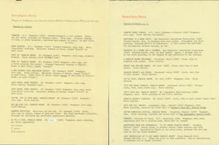 Item #63-3979 Typed List of Charles M. Schulz Works at Serendipity Books. Tom Goldwasser,...