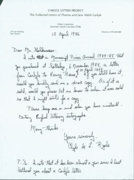 Item #63-4003 ALS Clyde de L. Ryals to Peter Howard & Tom Goldwasser, April 15, 1985. Clyde de L....