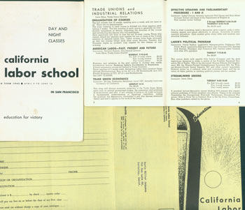 Item #63-4027 California Labor School Day And Night Classes in San Francisco. Spring Term & Fall Term. Two Booklets & Pamphlet. California Labor School, Doris Miller, CA San Francisco.