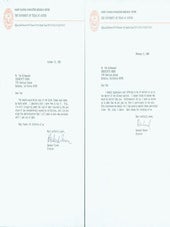 Item #63-4047 Two TLS Decherd Turner to Goldwasser, February 6 & October 16, 1986. Decherd...