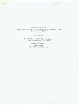 Item #63-4048 On The Occasion of The Joint Meeting of the Roxburghe & Zamorano Clubs, September...