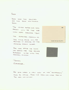 Item #63-4083 Lord John Press Internal Memo to Herb Yellin from George, with paper and buckram...