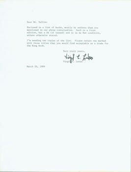 Item #63-4110 Typed letter signed, Virgil C. Lutes to Herb Yellin, March 22, 1982. Virgil C....