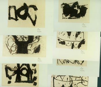 Item #63-4148 Robert Motherwell Portfolio. Hollow Man Suite Nos. 1 - 7. Color Photographs of a Series of Etchings. Each numbered 39 of 49. Robert Motherwell.