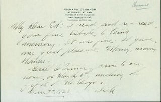 Item #63-4191 ALS SF Attorney Richard O'Connor to Edward O'Day, March 22, 1923. Richard O'Connor,...